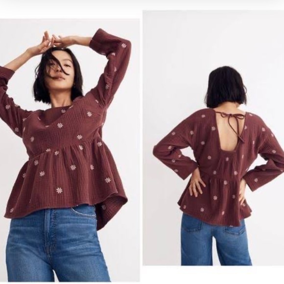 MADEWELL Francis Embroidered Gauze Top - Picture 1 of 10